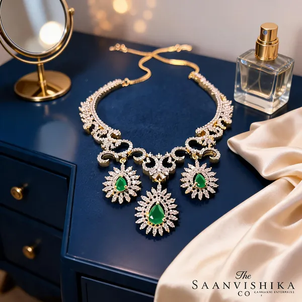 Modern_Triple_Gemstone_Hexa_Necklace_Emerald