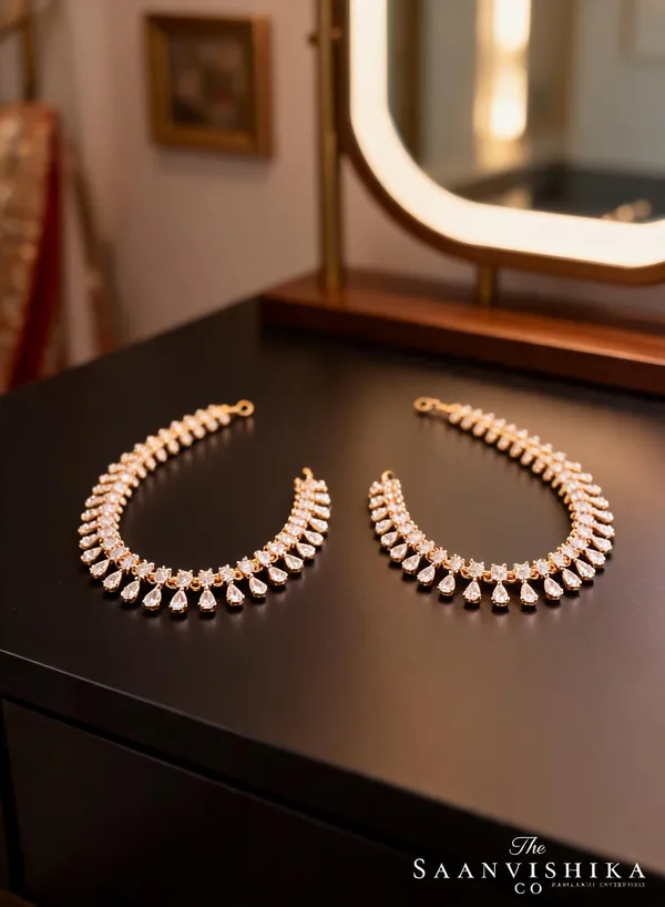 Golden_Alloy_Crystal_Diamond_Replica_Earchain_For_Women