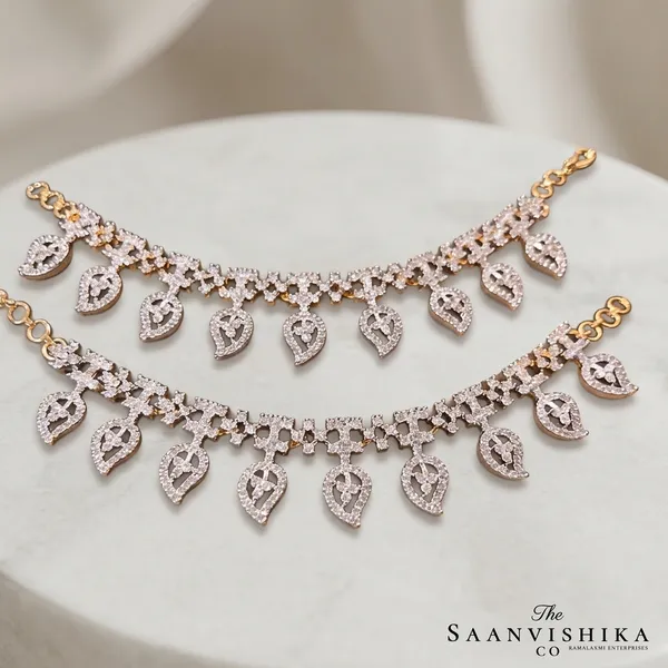 Golden_Alloy_Mango_Crystal_Diamond_Bridal_Earchain_For_Women