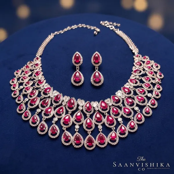 Multicolor_Alloy_3-Layer_Droplet_Necklace_With_Earrings_For_Women