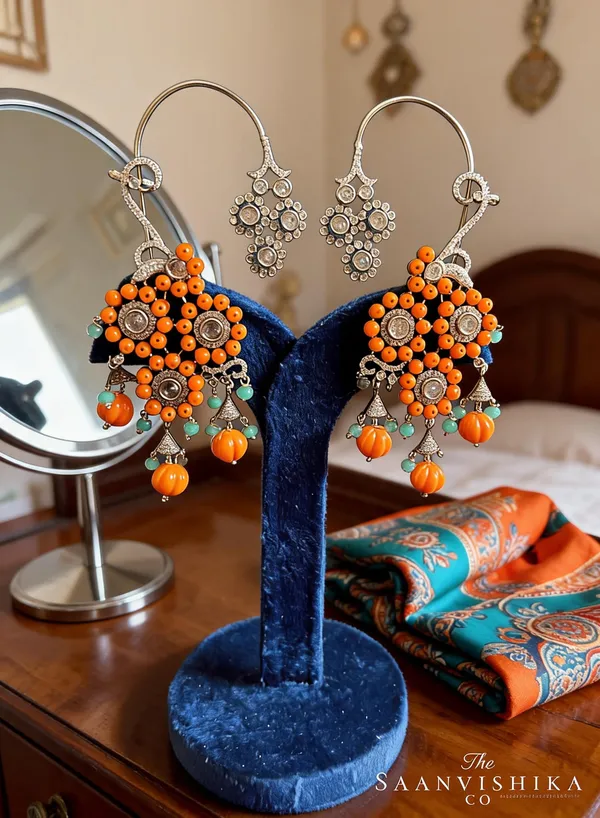 Orange_Alloy_Natural_Beads_Earcuffs_For_Women