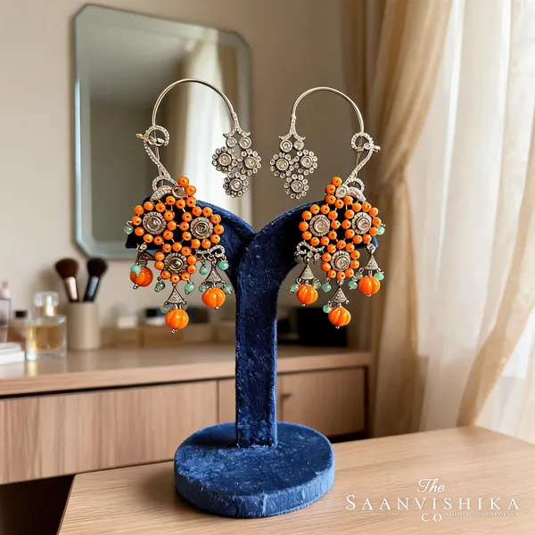 Orange_Alloy_Natural_Beads_Earcuffs_For_Women