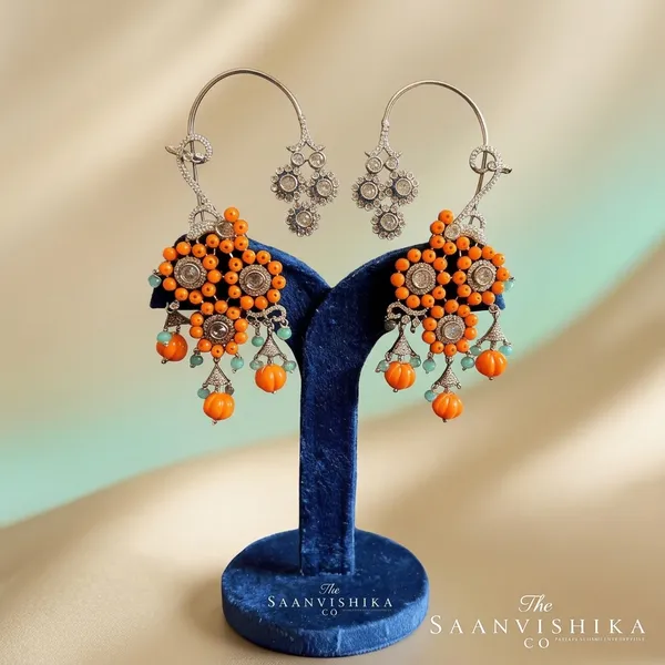 Orange_Alloy_Natural_Beads_Earcuffs_For_Women