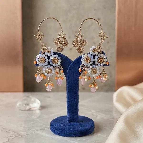 Purple_Alloy_Natural_Beads_Earcuffs_For_Women