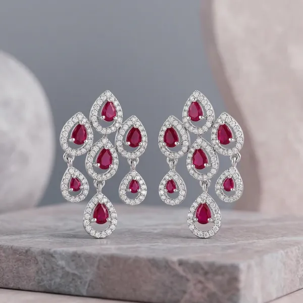 Red_Alloy_Diamond_Droplet_Drop_Earrings_For_Women