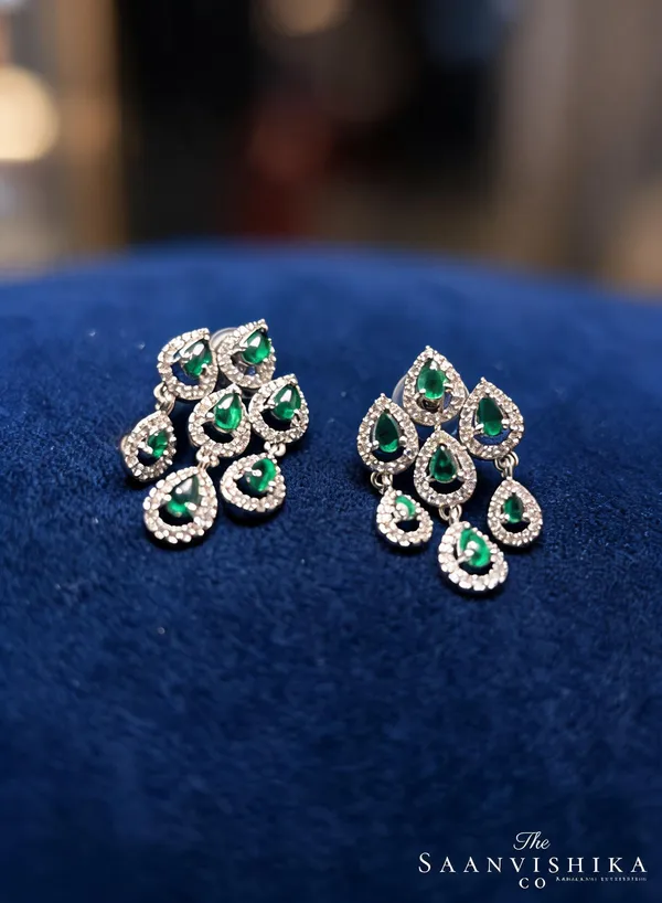 Green_Alloy_Diamond_Droplet_Drop_Earrings_For_Women