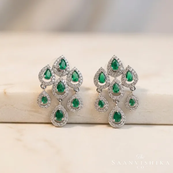 Green_Alloy_Diamond_Droplet_Drop_Earrings_For_Women
