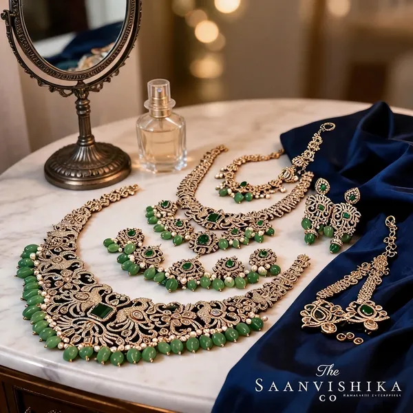 Green_Alloy_Blend_Peacock_Detachable_Bridal_Jewellery_Set_For_Women