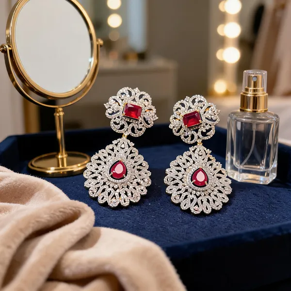 Silver_Alloy_Blend_Ruby_Earrings_For_Women
