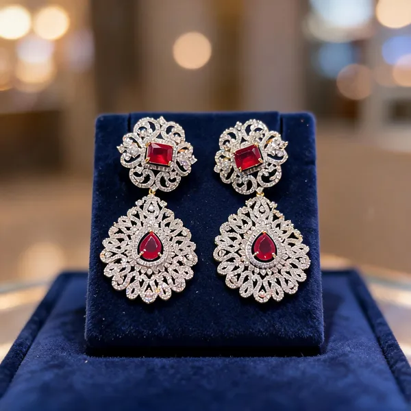 Silver_Alloy_Blend_Ruby_Earrings_For_Women