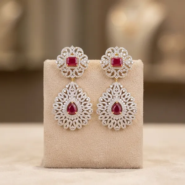 Silver_Alloy_Blend_Ruby_Earrings_For_Women
