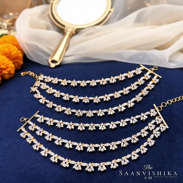 Golden_Alloy_3_Line_Diamond_Replica_Bridal_Earchain_For_Women