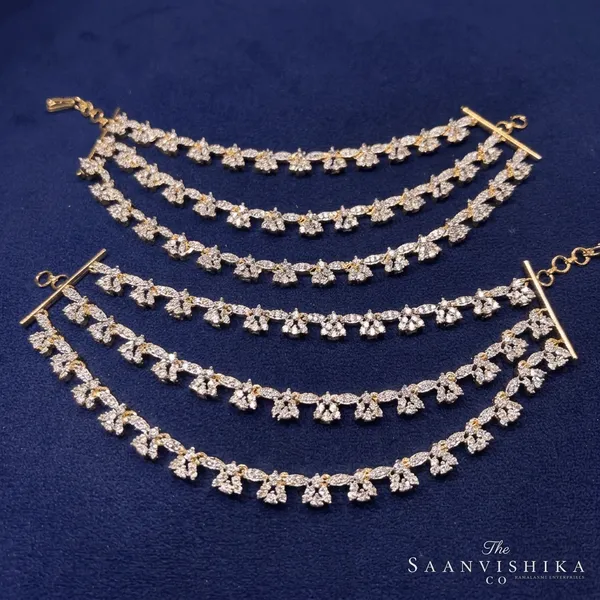 Golden_Alloy_3_Line_Diamond_Replica_Bridal_Earchain_For_Women