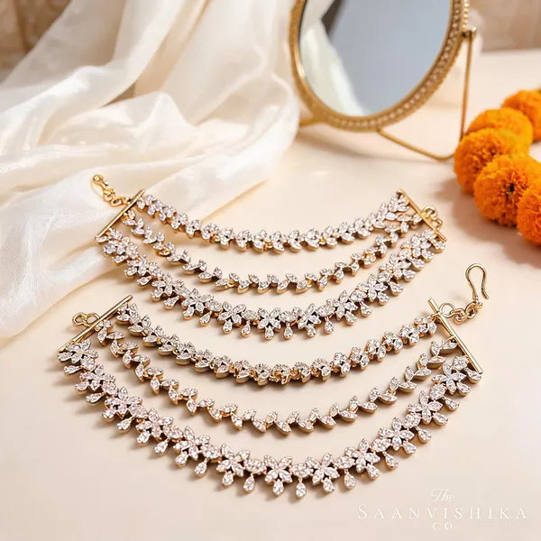 Golden_Alloy_3_Line_Floral_Bridal_Earchain_For_Women