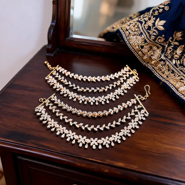 Golden_Alloy_3_Line_Floral_Bridal_Earchain_For_Women