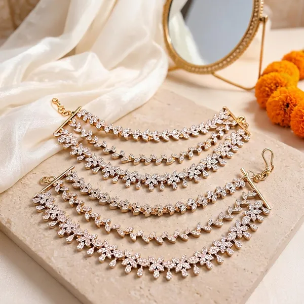 Golden_Alloy_3_Line_Floral_Bridal_Earchain_For_Women