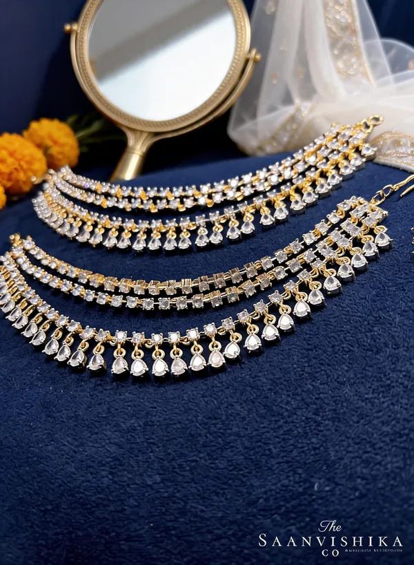 Multicolor_Alloy_Blend_3-Line_Hanging_Bridal_Earchain_For_Women
