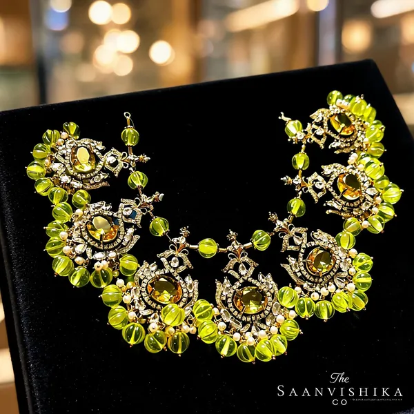 Yellow_Alloy_Victorian_Beads_Crystal_Necklace_With_Earrings_For_Women