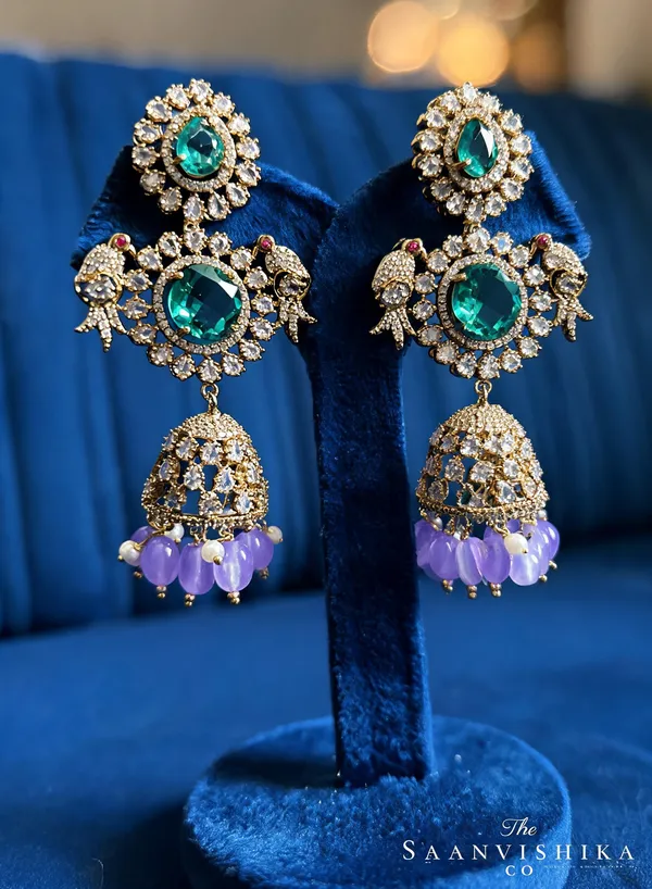 Sea_Green_Alloy_Parrot_Jhumka_Earrings_For_Women