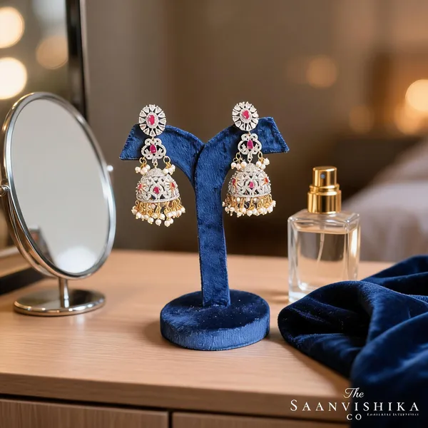 Multicolor_Alloy_Pearl_Jasmine_Jhumka_For_Women