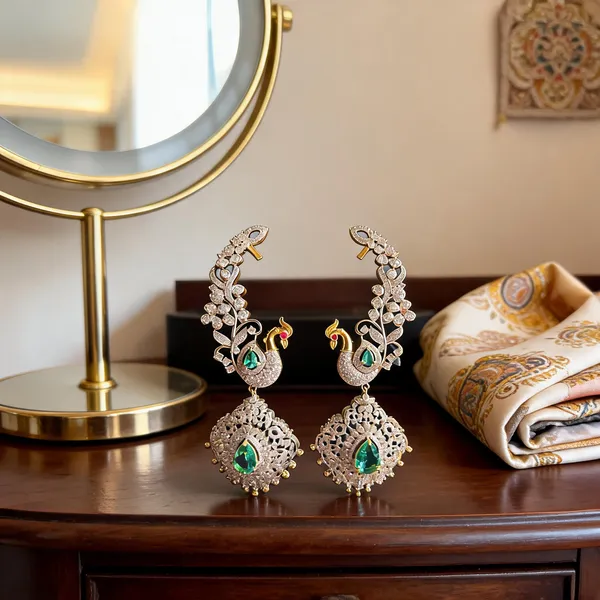 Multicolor_Alloy_Bridal_Peacock_Earcuffs_For_Women