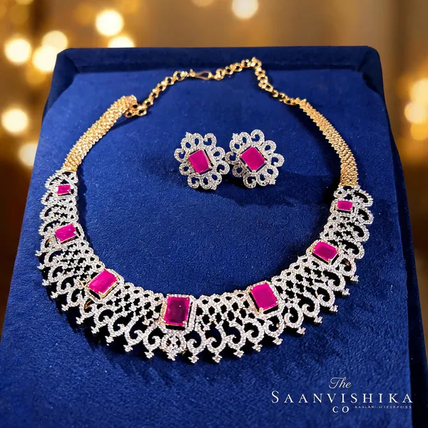 Red_Blue_Alloy_American_Diamond_Gemstone_Kante_Necklace_For_Women