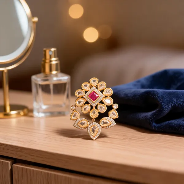 Golden_Alloy_Blend_Flower_Pendant_For_Women
