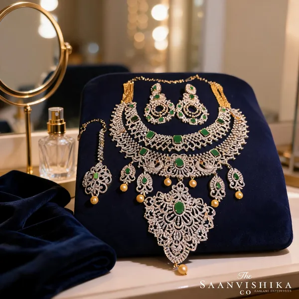 Green_Alloy_5-In-1_Bridal_Necklace_Set_For_Women