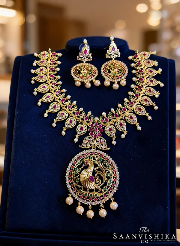 Golden_Alloy_Blend_Peacock_Designer_Necklace_For_Women