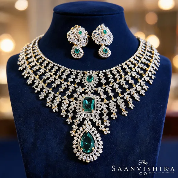 Sea_Green_Alloy_Bridal_Triple_Gemstone_Cz_Diamond_Necklace_Set_For_Women