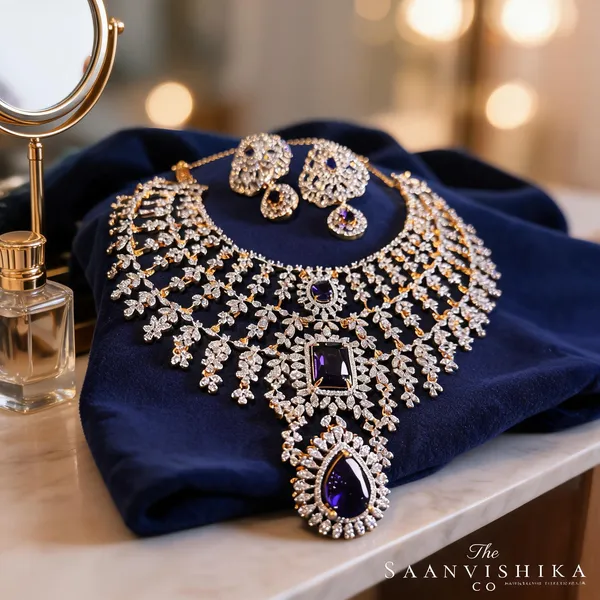 Violet_Alloy_Bridal_Triple_Gemstone_Cz_Diamond_Necklace_Set_For_Women