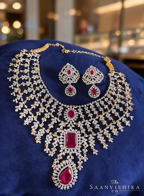 Red_Alloy_Blend_Triple_Gemstone_Cz_Diamond_Necklace_Set_For_Women