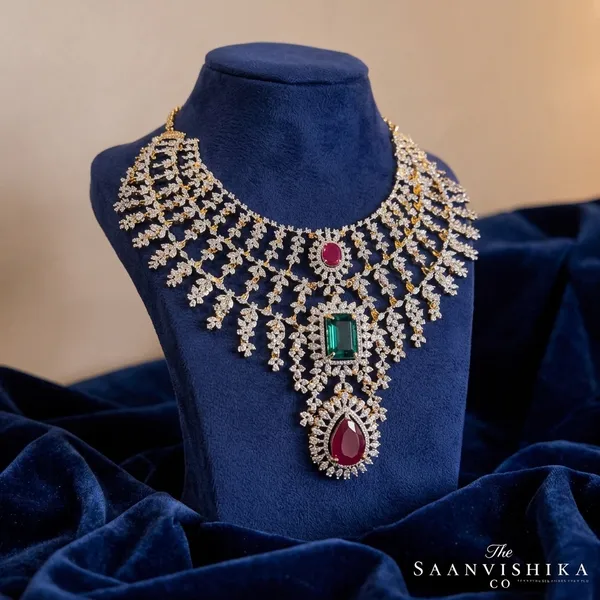 Multicolor_Alloy_Blend_Bridal_Triple_Gemstone_Cz_Necklace_Set_For_Women