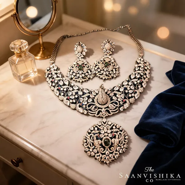 Green_Alloy_Blend_Victorian_Peacock_Detachable_Pendant_Necklace_Set_For_Women