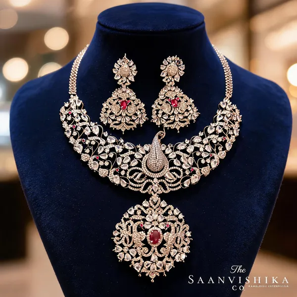 Red_Alloy_Blend_Victorian_Peacock_Detachable_Pendant_Necklace_Set_For_Women