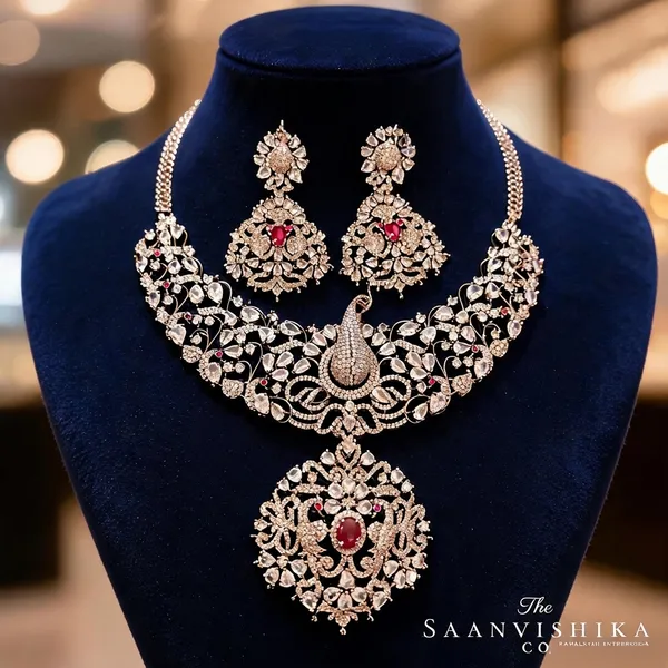 Red_Alloy_Blend_Victorian_Peacock_Detachable_Pendant_Necklace_Set_For_Women