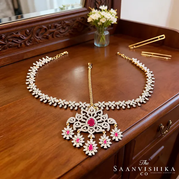 Red_Alloy_Blend_Floral_Chain_Maang_Tikka_For_Women