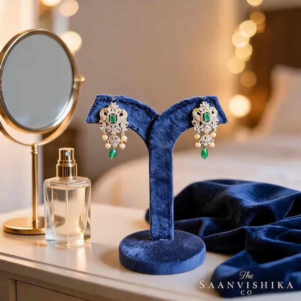 Green_Alloy_Blend_Parrot_Pearl_Earrings_For_Women