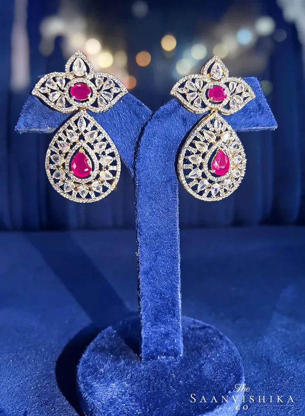 Red_Alloy_Star_Droplet_Drop_Earrings_For_Women