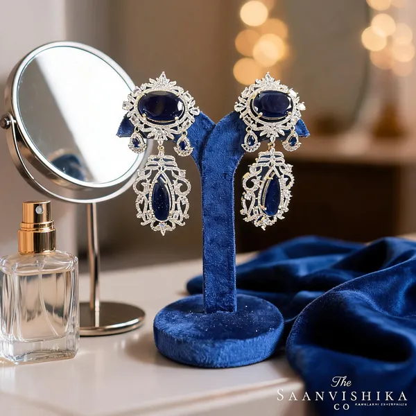 Violet_Alloy_Uncut_Gemstone_Earrings_For_Women