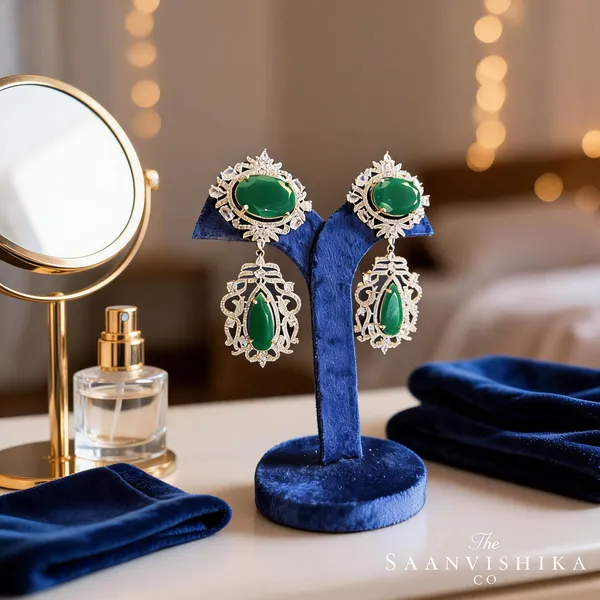 Green_Alloy_Large_Uncut_Gemstone_Earrings_For_Women