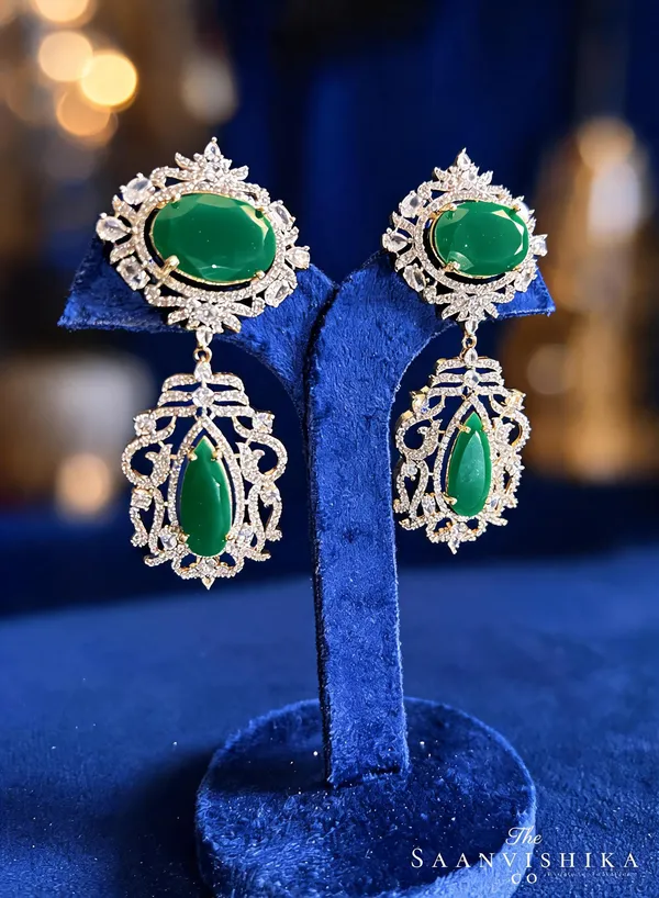 Green_Alloy_Large_Uncut_Gemstone_Earrings_For_Women