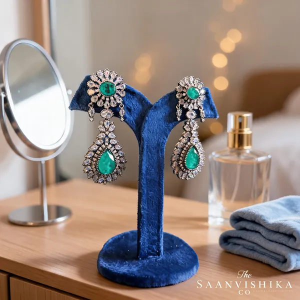 Green_Alloy_Doublet_Earrings_For_Women