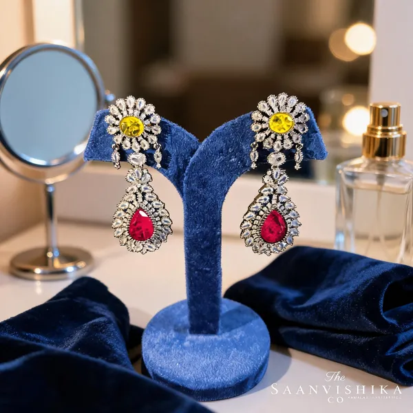 Yellow_Red_Alloy_Doublet_Earrings_For_Women