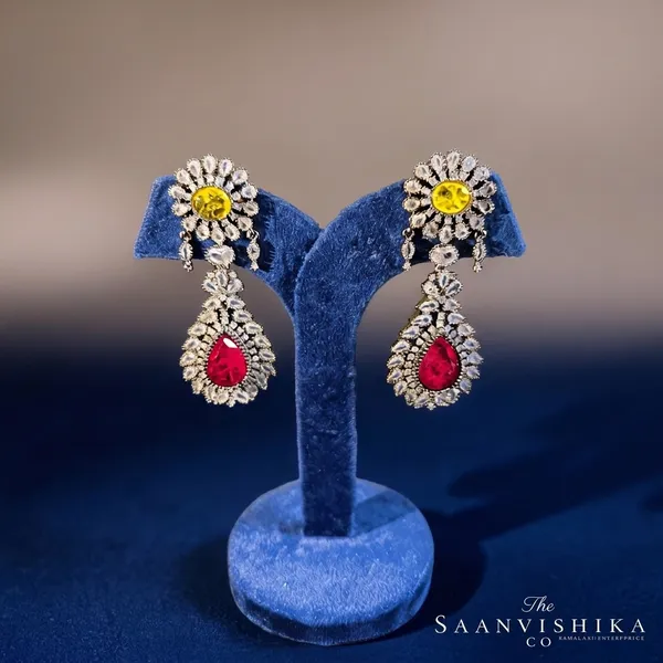 Yellow_Red_Alloy_Doublet_Earrings_For_Women