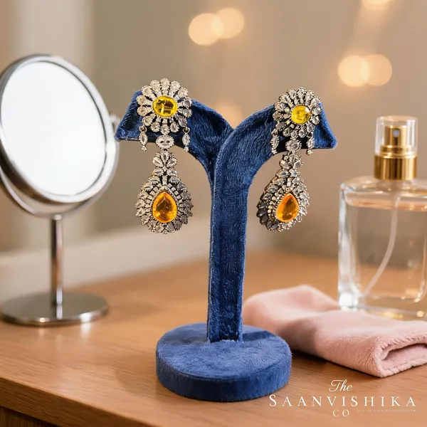Yellow_Alloy_Doublet_Earrings_For_Women