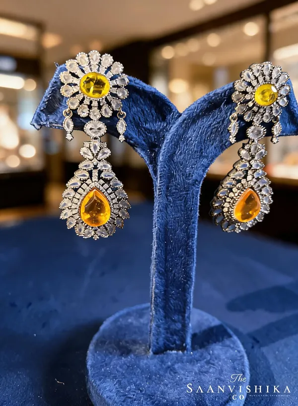 Yellow_Alloy_Doublet_Earrings_For_Women