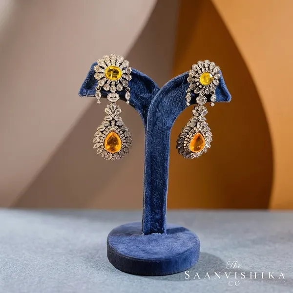 Yellow_Alloy_Doublet_Earrings_For_Women