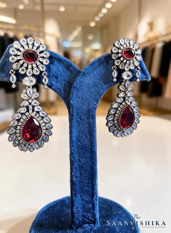 Red_Alloy_Doublet_Earrings_For_Women