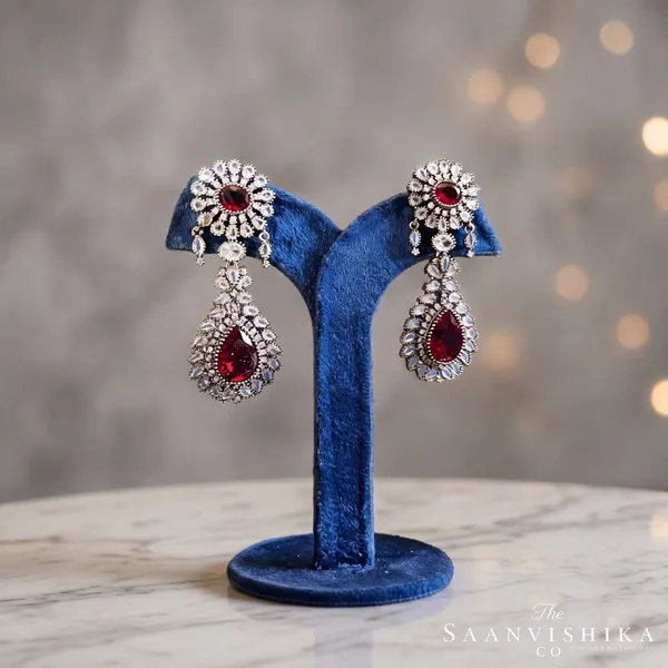 Red_Alloy_Doublet_Earrings_For_Women